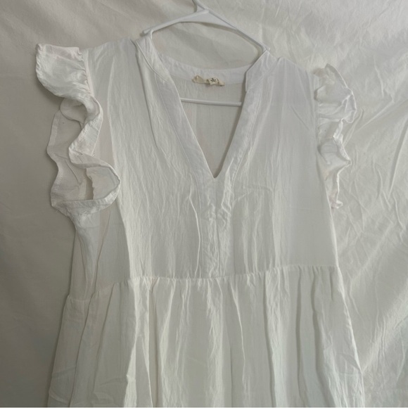 Elegant White Ruffle Dress - Picture 2 of 5